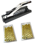 Heavy Duty H8 Hose Crimping Kit For Desk Or Portable Use With Five Die Sizes and Fifty Ferrules displayed on a white background