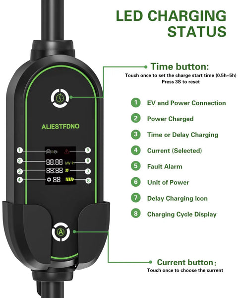 LED charging status panel of Level 2 EV Charger For Home And On The Go, 40 Amps At 220 To 240 Volts, 9.6 kW Fast Charge