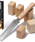 Japanese Pull Saw 6 Inch With Wood Handle, Lightweight Hand Saw For Woodworking, Double-Edged Blade 17 TPI Hard Wood And 11 TPI Soft Wood, SK5 High-Carbon Steel For Precise Easy Cuts. 6-inch ryoba with wood handle cutting wood blocks
