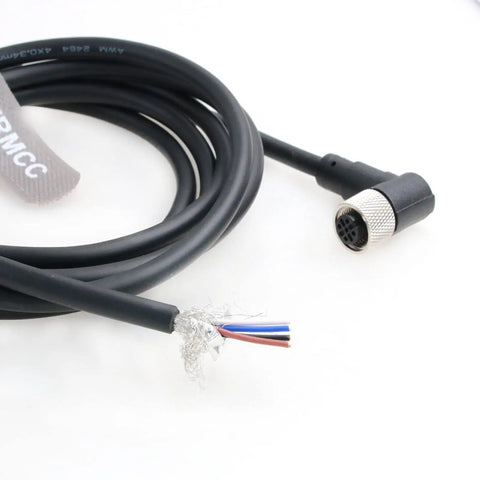 M12 ACode 4 Pin Female Right Angle Sensor Actuator Cable Bare Wire For Industrial Cameras Fieldbus IO Link, 10m IP67 waterproof