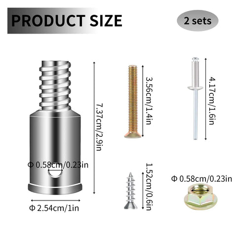 Two Pack Threaded Tip Replacement Kit for Mop and Broom Poles Ultra Durable Metal Handle Tips With 1 Inch Thread size chart