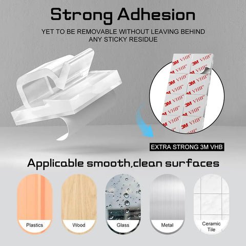 100 Pack Clear Adhesive Cable Clips Small And Strong Wire Holders for smooth surfaces like plastic and wood