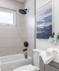 Pressure Balancing Tub And Shower Trim For Moen 8 Inch Rainshower Heads Matte Black With Adjustable Brass Ball Joint High Pressure Spray Delivers Drenching Rain Experience Valve Required installed in modern bathroom