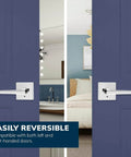 Kira Privacy Door Lever Right Handed Privacy Lock for Bedroom and Bathroom Push Button Handle with Exterior Pin Key