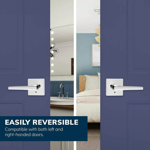 Kira Privacy Door Lever Right Handed Privacy Lock for Bedroom and Bathroom Push Button Handle with Exterior Pin Key