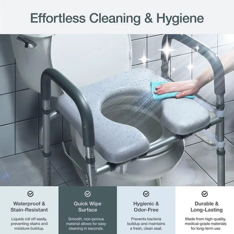 Adjustable Heavy Duty Toilet Seat Riser With Armrests For Seniors Holds Up To 400 Pounds Features Built Tough Foam Grips Non Slip Rubber Feet Foldable Design Quick Bathroom Mobility Aid