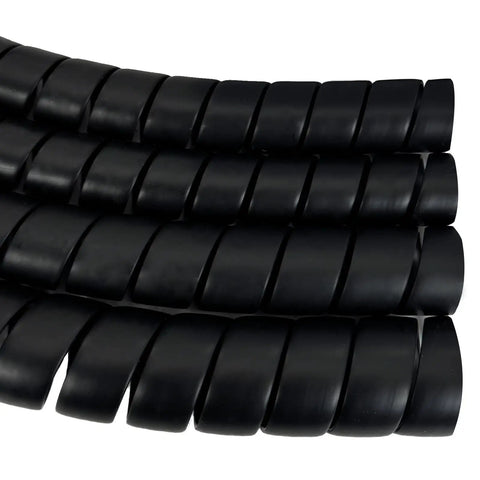 Close-up of spiral wrap hose protector, 1.58 inch OD, 12 foot length, showing abrasion-resistant surface for heavy-duty use.