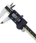 8 Inch Digital Caliper With Digimatic Absolute Encoder, 0.0005 Inch Resolution, IP65 Stainless Steel Build, Waterproof Coolant Proof, Big Readout For Fast Readouts, Data Hold Optional, Carbide Jaws Available For Rough Handling, front view