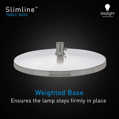 Non Slip Freestanding Desk Lamp Base For Slimline Models, Brushed Steel Finish, Rock Solid Stability, Weighted Base Top View