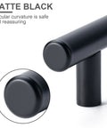 Close-up of 10 pack matte black stainless steel cabinet pulls with 5 inch overall length and 3 inch center to center hole spacing.