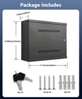 Heavy Hitter Black Lockable Steel Security Camera Box Crafted From Dust Proof Metal Housing For Cctv Outdoor Wiring Equipment Storage Universal Fit showing package contents including keys and screws.
