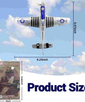 Top view of Mustang P-51 Fighter Model Kit 1 To 48 Scale For World War II Fans, showing aircraft dimensions and packaging
