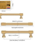 Diagram showing dimensions of Champagne Bronze Knurled Cabinet Pulls Set Of 10 5 Inch Center To Center Kitchen Cabinet Handles ZH034.