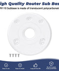 Top Tier Palm Router Subbase Base Plate Secured With Heavy Duty Screws For Bosch And DeWalt Users Featuring Ra Template Guide Support. Translucent polycarbonate design.