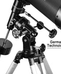 130mm Newtonian Reflector Telescope For Grownups With 130EQ Mount showcasing robust German technology and precise adjustments
