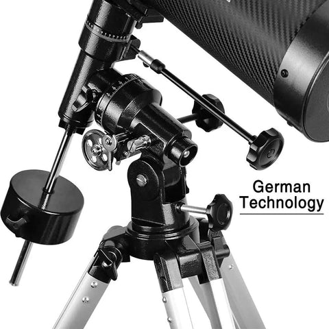 130mm Newtonian Reflector Telescope For Grownups With 130EQ Mount showcasing robust German technology and precise adjustments