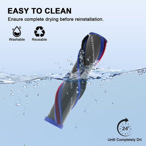 High Torque Brush Head Replacement For Dyson V11 V15 V10 V8 V7 Vacuums shown submerged in water for cleaning