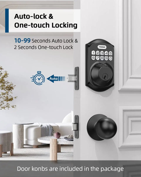Fingerprint Door Lock Set With Keypad And Handle No Keys Needed Smart Auto Lock For Front Door Door Knob Deadbolt Easy Installation