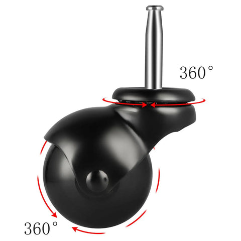 2 Inch Vintage Ball Caster Wheels With Swivel Stem 5 16 By 1 5 Inch Mount Set Of 4 showing black roller with silver stem.