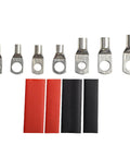 Heavy Duty 70pc Copper Lug Terminal Kit SC6 To SC25 With Heat Shrink Sleeves For Secure Crimping And Waterproof Electrical Connections That Slash Voltage Drop And Keep Your Wiring System Rock Solid Under High Heat And Vibration. SC6-SC25 copper lug terminals with red and black heat shrink sleeves