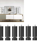 6 Pack M10 Furniture Leg Bolts For Tables And Desks Height Adjustable Metal Replacement Feet Black Finish with Cabinet