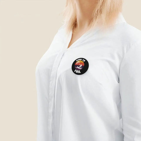 Woman wearing dope tinplate button pins with plastic backs for clothing and bags small round badges for personalized expression