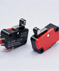 6 Pack Micro Limit Switches With Short Hinge Roller Lever Arm, SPDT 1NO 1NC, Push Button Actuator, For Arduino Projects, Model V-155-1C25, 4 X 2.3 X 1.1 Cm, DC 0.6A125V And 0.3A250V, Red Black Silver