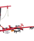 Red Beefed-Up 5T Auto Body Frame Puller Straightener With 6600 Lbs Capacity 49KN Pulling Power Post Swings Heavy Duty Repair