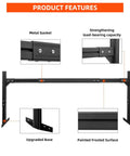 Beefy Aluminum Trailer Roof Ladder Rack Extends From 6 Feet To 8.2 Feet With 800 Lb Capacity, Adjustable Height 21.4 To 33 Inches, Includes Two Straps For Universal Enclosed Or Open Trailers, Heavy Duty Gear For Any Truck Bed, black aluminum rack with metal gasket and base details