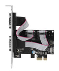 Side view of PCI Express To RS232 Serial Port Adapter Card with two ports for industrial automation and data acquisition systems.