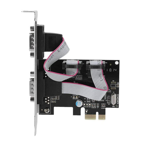 Side view of PCI Express To RS232 Serial Port Adapter Card with two ports for industrial automation and data acquisition systems.