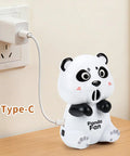 Nifty Desktop Cooling Fan Featuring Three Adjustable Speeds And Portable Usb Rechargeable Power, cute panda design, charging with Type-C.