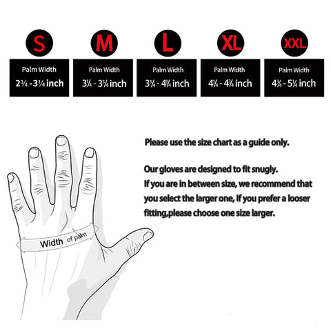 Size chart for Hi Vis PU Coated Work Gloves for Men, showing hand measurement and palm width in inches.