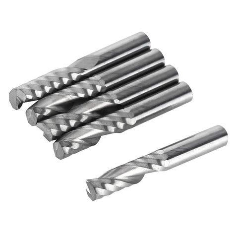 5Pcs 6mm Shank Tungsten Carbide Single Flute End Mills Spiral CNC Milling Bits For Acrylic PVC MDF Pro Grade