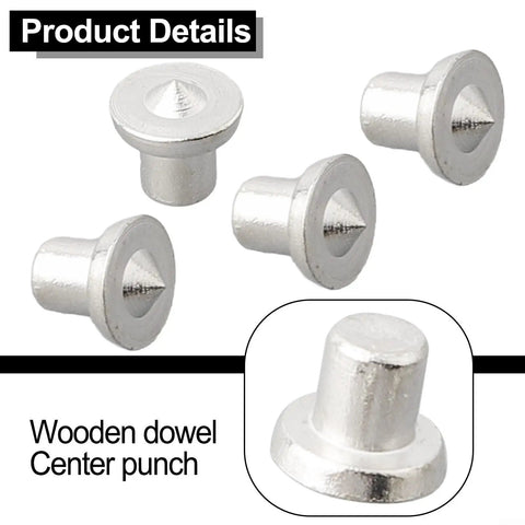 Pro Grade Woodworking Dowel Center Point Set Steel Dowel And Tenon Marking Pins chrome plated shown in 4 piece set