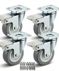 Top Shelf Heavy Duty 2 Inch Plate Casters Set Of 4 with steel frame and gray TPE wheels for mobility and durability.