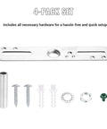 4 Inch Ceiling Light Mounting Bracket Kit - Universal Crossbar Hardware Set For Chandeliers And Wall Lights, 4-Pack Silver Steel Brackets With 3 Eighth Inch Lamp Pipes, Easy Install, Durable And Flexible Fit, 4-pack hardware set with bracket and screws