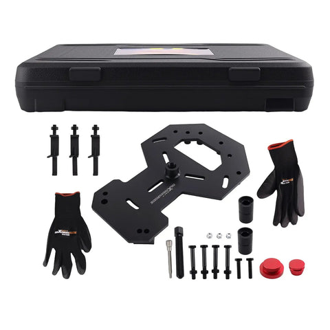 DPS6 Dry Dual Clutch Transmission Installer And Remover Tool For Ford Focus Fiesta Cmax Kuga And Volvo Models with accessories in a black case.
