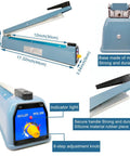 Super No Sweat Heavy Duty Heat Seal Machine For Mylar Cookie And Poly Bags 12 Inch Wide Manual Sealer, metal base, adjustable knob.