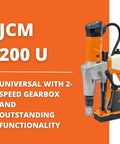 Built Tough Portable Magnetic Drill Unit With A Rock Solid Grip And Smooth Variable Speed Control For Effortlessly Crushing Two Inch Annular Steel Cuts On Any Active Job Site, featuring a bright orange housing and 2-speed gearbox.