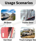 Usage scenarios for Heavy Duty 304 Stainless Steel RV Door Holder Latch on RV, trailer, van, and truck camper doors.
