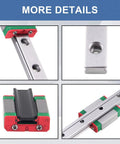 400mm MGN9H Linear Rail Guide With MGN9H Bearing Carriage Block For DIY 3D Printer H Type High Precision Linear Motion Rail Low Noise Smooth Ride Durable Steel 15.74 Inch Length, close-up views