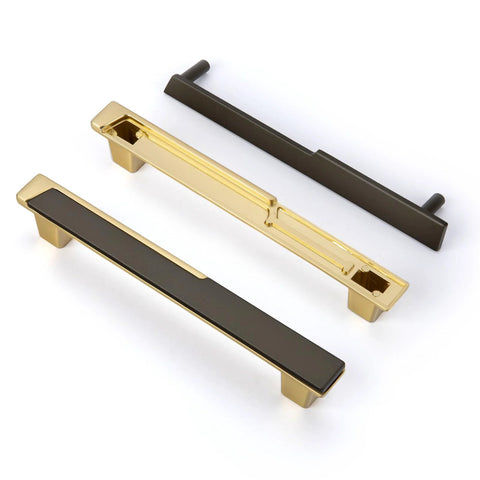 Four Pack Two Tone Silver And Black Cabinet Handles And Drawer Knobs 5 Inch Square Zinc Alloy Kitchen Cabinet Pulls For Dresser