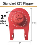 2 Inch Complete Toilet Repair Kit For Fixing Running And Noisy Toilets No Or Slow Refill And No Or Weak Flush Easy To Install In One Handy Package For Home And Bath featuring a standard 2-inch red flapper with dimensions.