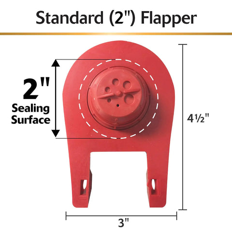 Top view of Universal 2 Inch Toilet Flapper With Long Lasting Rubber No Hassle Easy Install Fits Most 2 Inch Toilets From American Standard Kohler Mansfield Toto And Other Major Brands Made In USA For Durable Performance with measurements