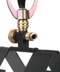 Real Deal Rooftop Sprinkler Offering 360 Degree Rotating Spray Pattern For Lawn And Garden Irrigation No Sweat Setup showcases metal base and connection.