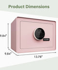 Premium Jewelry Safe With Fingerprint And Keypad Lock, Velvet Lined Document Safe Box With Removable Shelf, Heavy Duty Steel Security For Home Office And Hotels, 1.2 Cu Ft Pink