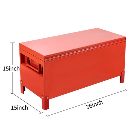 Beefy Aluminum Jobsite Tool Box With Dual Hydraulic Latches 36 X 15 Inch Industrial Storage Cabinet With Slick Burgundy Red Finish Legit Pro Gear For Work Trucks And Construction Sites
