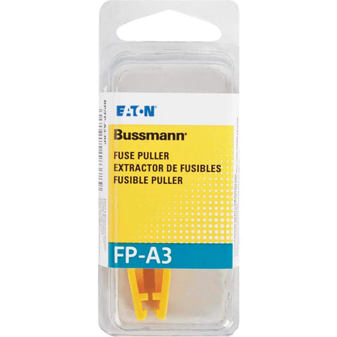 Heavy Duty Bussmann BP FP A3RP Fuse Puller Tool For ATC And AES Blade Fuses in packaging, compact design for automotive repairs.