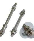 4 Piece Axles And Bearings Kit For Gas Motorized Bicycle With Mag Wheel Set 26 Inch And 29 Inch, silver axles close-up.
